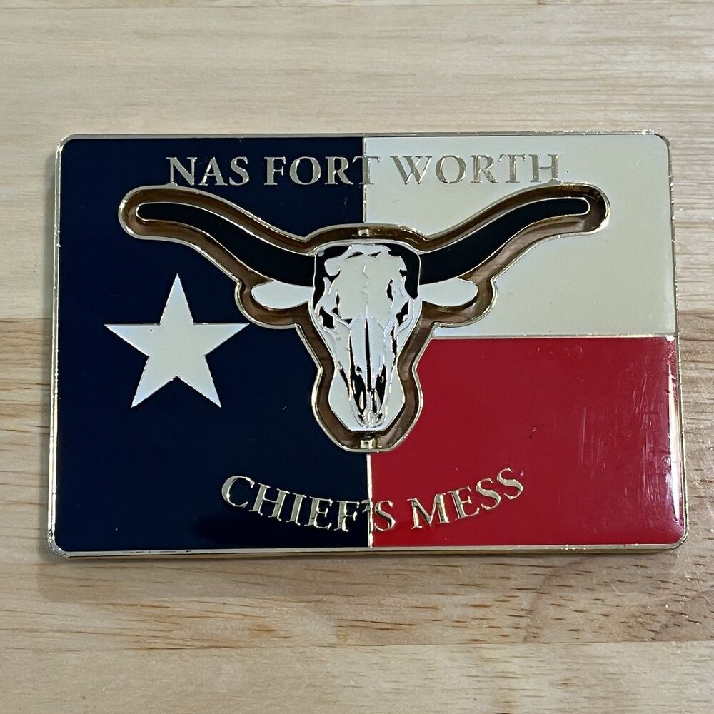 Challenge Coin Navy USN Chiefs Mess CPO NAS Fort Worth Rotating Bull